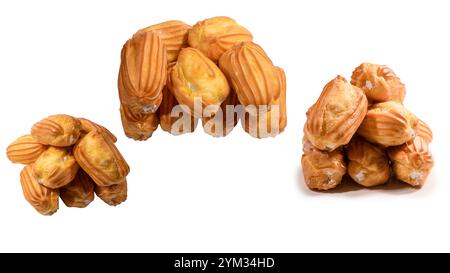 Sweet eclairs isolated on a white background. Top view. Stock Photo