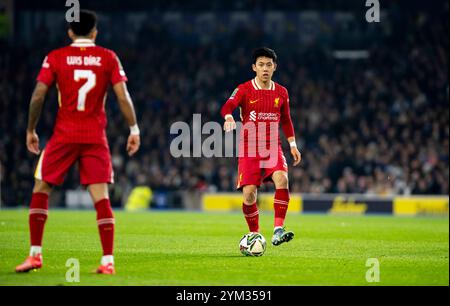 EFL Carabao Cup tie between Brighton and Hove Albion and Liverpool at the American Express Stadium, Brighton, UK - 30th October 2024 - Liverpool’s Wataru Endo in action during the match Editorial use only. No merchandising. For Football images FA and Premier League restrictions apply inc. no internet/mobile usage without FAPL license - for details contact Football Dataco Stock Photo