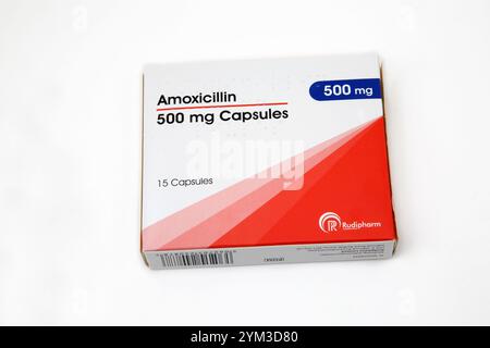 A Pack of Antibiotics Amoxicillin Capsules Stock Photo