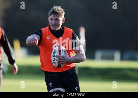 Cardiff, UK. 20th Nov, 2024. Jac Morgan of Wales during the Wales rugby team training, Hensol, Vale of Glamorgan on Wednesday 20th November 2024. the team are training ahead of the forthcoming Autumn international match against South Africa this weekend. pic by Andrew Orchard/Alamy Live News Stock Photo