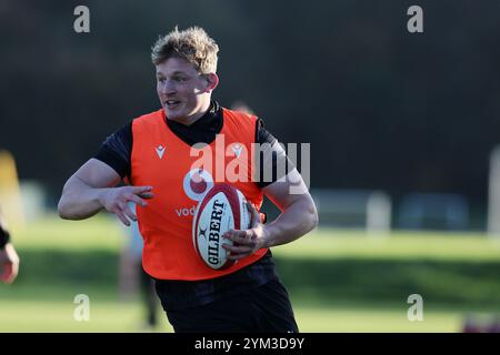 Cardiff, UK. 20th Nov, 2024. Jac Morgan of Wales during the Wales rugby team training, Hensol, Vale of Glamorgan on Wednesday 20th November 2024. the team are training ahead of the forthcoming Autumn international match against South Africa this weekend. pic by Andrew Orchard/Alamy Live News Stock Photo