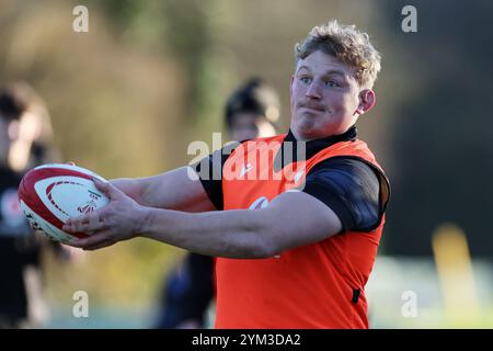 Cardiff, UK. 20th Nov, 2024. Jac Morgan of Wales during the Wales rugby team training, Hensol, Vale of Glamorgan on Wednesday 20th November 2024. the team are training ahead of the forthcoming Autumn international match against South Africa this weekend. pic by Andrew Orchard/Alamy Live News Stock Photo