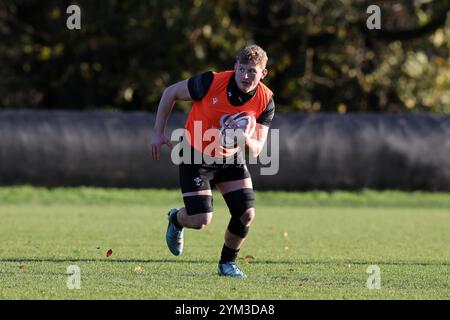 Cardiff, UK. 20th Nov, 2024. Jac Morgan of Wales during the Wales rugby team training, Hensol, Vale of Glamorgan on Wednesday 20th November 2024. the team are training ahead of the forthcoming Autumn international match against South Africa this weekend. pic by Andrew Orchard/Alamy Live News Stock Photo