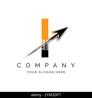 I Letter with Arrow Logo Template Illustration. I Alphabet Concept Design Modern Vector Monogram Icon Stock Vector