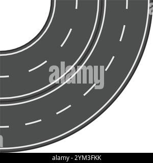 vector winding road with white markings. curved road isolated on white ...