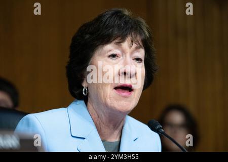 Washington, United States. 20th Nov, 2024. U.S. Senator Susan Collins (R-ME) speaking at a Senate Appropriations Committee hearing at the U.S. Capitol in Washington, DC. Credit: SOPA Images Limited/Alamy Live News Stock Photo