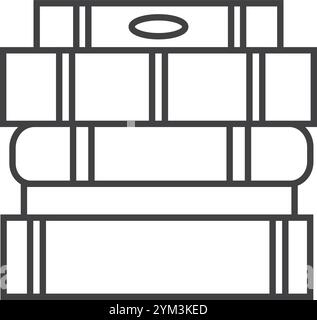 Minimalist vector illustration representing a stack of three books, symbolizing learning, education, and the pursuit of knowledge Stock Vector