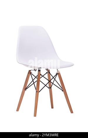 Wooden loft coffee table, stool isolated on white background. Clipping path included. Stock Photo