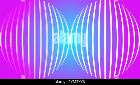 Abstract blue pink horizontal  background with wavy lines like fluctuations in air pressure constitute a sound waves Stock Vector