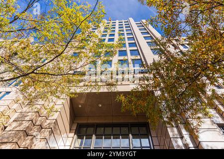 WASHINGTON, DC - NOVEMBER 17, 2024: A view of the Washington Post newspaper building sign looking skyward. The new home of the Washington Post after i Stock Photo