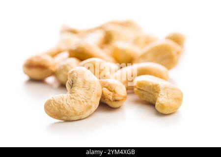 Roasted cashew nuts isolated on a white background. Stock Photo