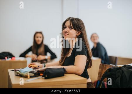 High school students attentively participating in classroom activities Stock Photo
