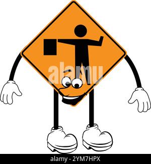 Flagger ahead Stock Vector