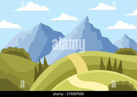 flat mountain landscape background illustration design Stock Vector