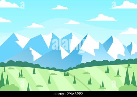 mountain landscape background illustration in gradient style Stock Vector