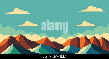mountain landscape horizontal banner illustration, mountain wallpaper Stock Vector
