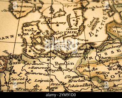 Old Map Northern Europe Stock Photo