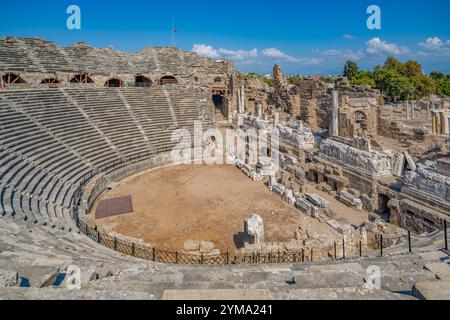 Ancient theatre in Side, Antalya, Turkey Stock Photo