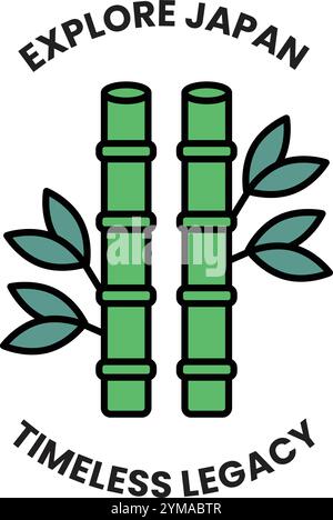 The image is of two bamboo stalks with leaves on them Stock Vector