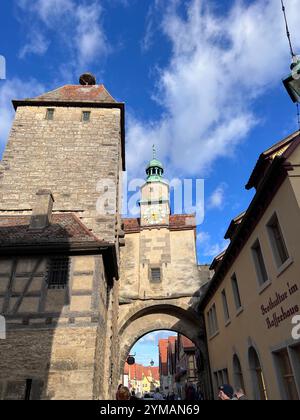 Roeder arch and St. Mark's tower, Rothenburg ob der Tauber, Bavaria, Germany, 14.09.24 Stock Photo