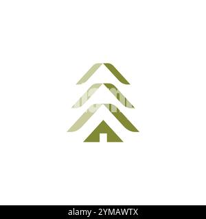 pine tree house logo vector. forest design Stock Vector