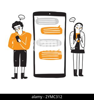 Communication, dialog, conversation on an online forum and internet chatting concept. Vector illustration. Stock Vector