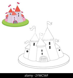 Educational game coloring book cartoon castle Stock Vector