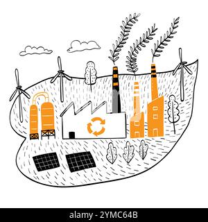 Ecosystem environment concept, Hand drawn vector Illustrations doodle style. Stock Vector