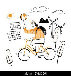 Ecosystem environment concept, Hand drawn vector Illustrations doodle style. Stock Vector