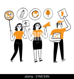 Ecosystem environment concept, Hand drawn vector Illustrations doodle style. Stock Vector