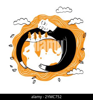 Ecosystem environment concept, Hand drawn vector Illustrations doodle style. Stock Vector