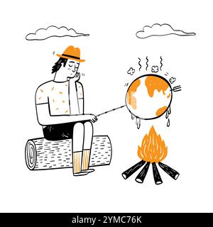 Ecosystem environment concept, Hand drawn vector Illustrations doodle style. Stock Vector