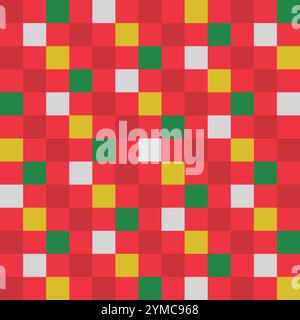 Seamless pattern of colorful squares in a check and plaid style. Abstract geometric elements make it perfect for modern and luxury designs, textiles, Stock Vector