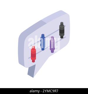 Isometric icon of a speech bubble with colorful data bars, symbolizing analytics Stock Vector