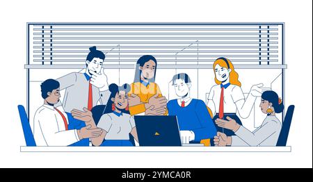 Large meeting conference colleagues cartoon flat illustration Stock Vector