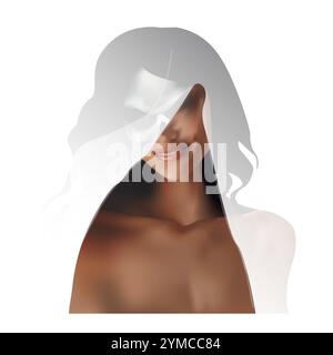 Ghost Bride, Halloween costume 3D Vector on a white background Stock Vector