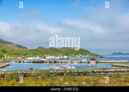 Kvalsund, Hammerfest, Norway. Beautiful view of the Arctic Circle mountains. Kvalsund or Ráhkkerávju is a village in Hammerfest Municipality Stock Photo