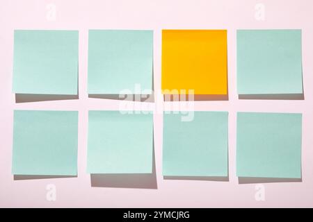 Rows of blank adhesive notes on white background Stock Photo