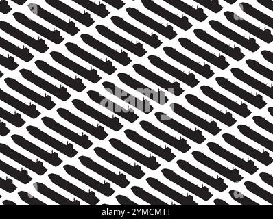 Background with silhouettes of ships with containers isolated on white background. Toys Elephants and bears. Vector illustration. Stock Vector