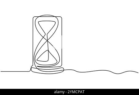 Hourglass in one line continuous. Line art hourglass outline Stock Vector