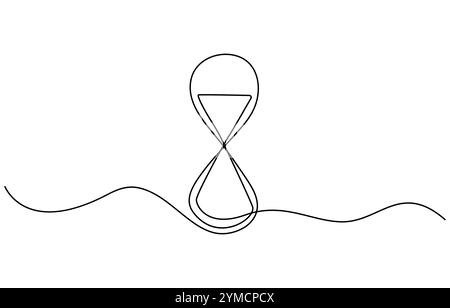 Hourglass in one line continuous. Line art hourglass outline Stock Vector