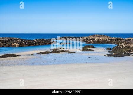 Golden sands of Cliad beach on west coast of Isle of Coll, Inner ...