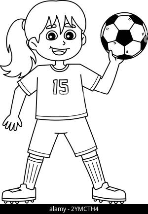 Female Soccer Player Goal Coloring Page for Kids Stock Vector Image ...
