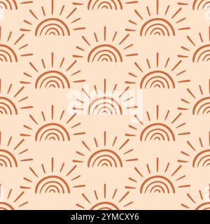 Boho Aztec Sun Seamless Pattern Tribal Background Stock Vector