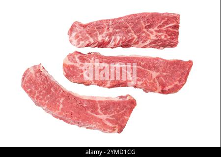 Raw Steak from Black Angus beef meat isolated on white background. Stock Photo