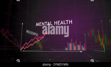 Mental health and depression crisis charts and graphs diagram concept 3d illustration Stock Photo