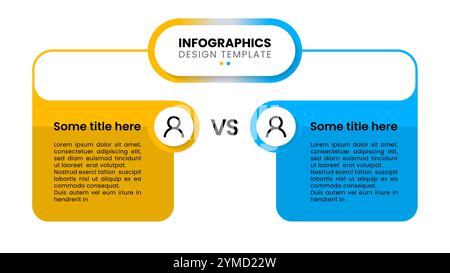 Infographic template with icons and 2 options or steps. Versus concept. Can be used for workflow layout, diagram, banner, webdesign. Vector illustrati Stock Vector