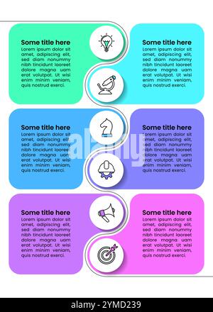 Infographic template with icons and 6 options or steps. Vertical line. Can be used for workflow layout, diagram, banner, webdesign. Vector illustratio Stock Vector