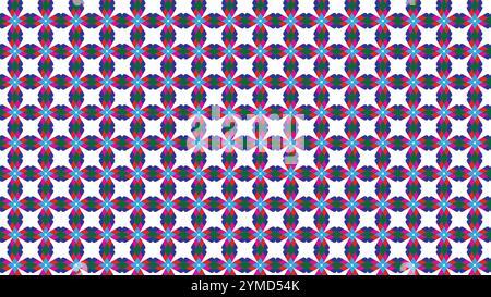 Floral Seamless Pattern with red green blue pink and sky blue colors used and in rectangle format for Textile Stock Vector