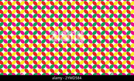Floral Seamless Pattern with red yellow pink green colors in rectangle form Stock Vector